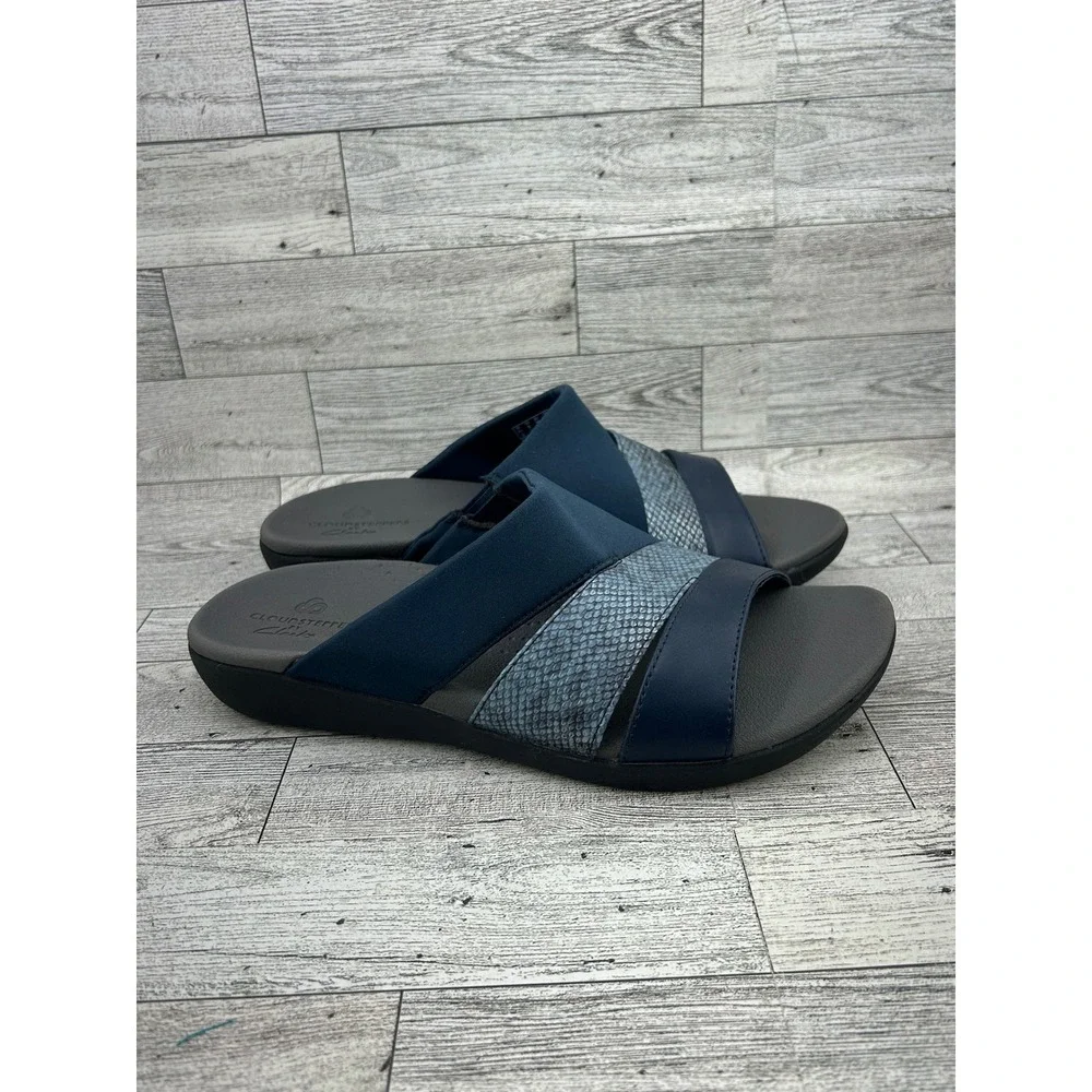 Clarks Cloudsteppers Women's Navy Blue Comfort‎ Slide Sandals Size 8 M